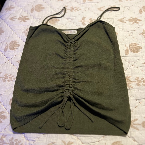 Olive Ruched Strappy Top - Picture 3 of 4